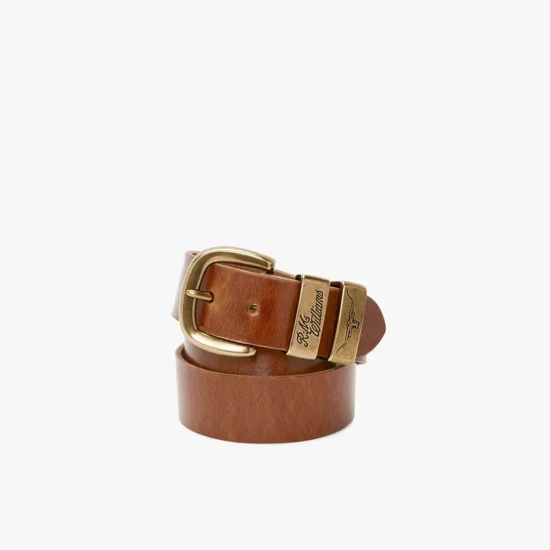 R.M.Williams - Drover Belt - Antique Brass Hardware - Tan