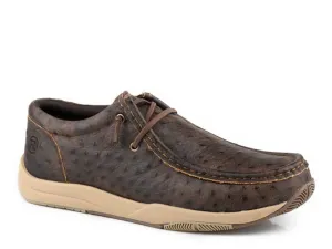 Roper Men's Embossed Stamped Ostrich Leather Shoes - Dark Brown - 09-020-1662-3605
