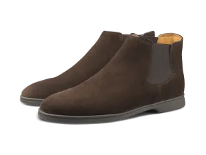 Rover Boots in Dark Brown Glove Suede Taupe Sole