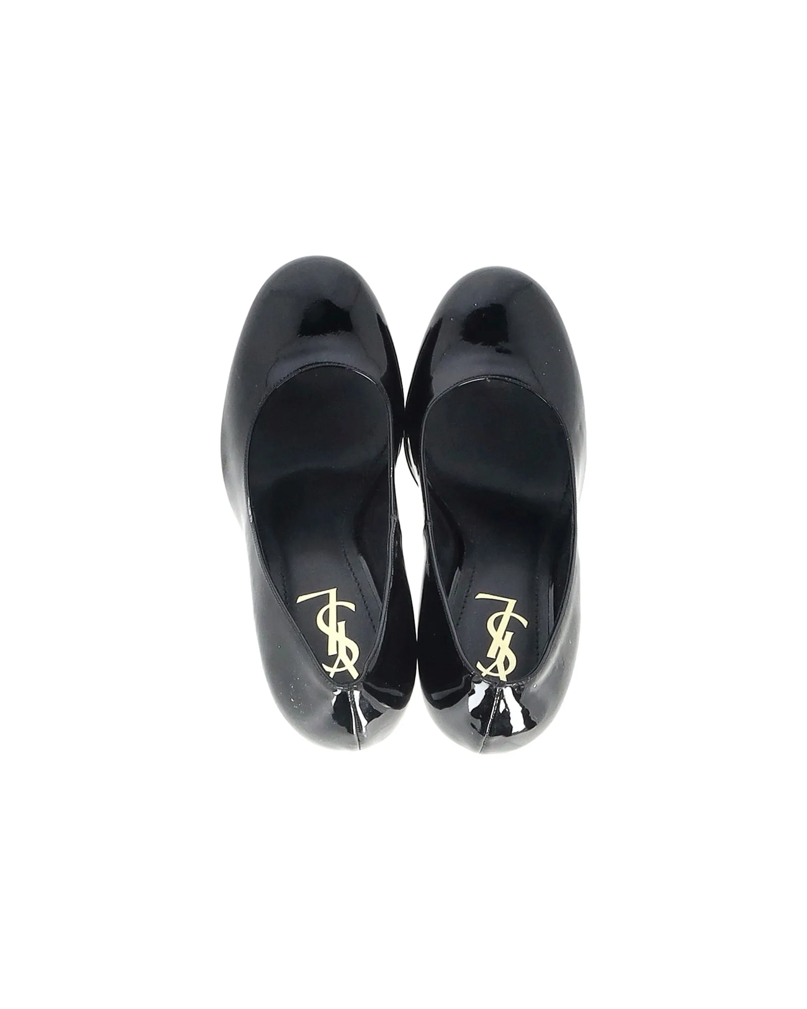 Saint Laurent Paris Palais Curvy Platform Pump in Black Patent Leather