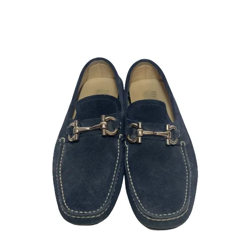 Salvatore Ferragamo Blue Suede Men's Loafers | Pre Loved |