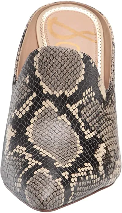 Sam Edelman Harlee Embossed Snakeskin-print Leather Mules Beige Pointed Toe Pump