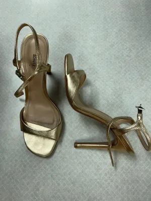 Sandals Heels Stiletto By Clothes Mentor In Gold, Size:7.5