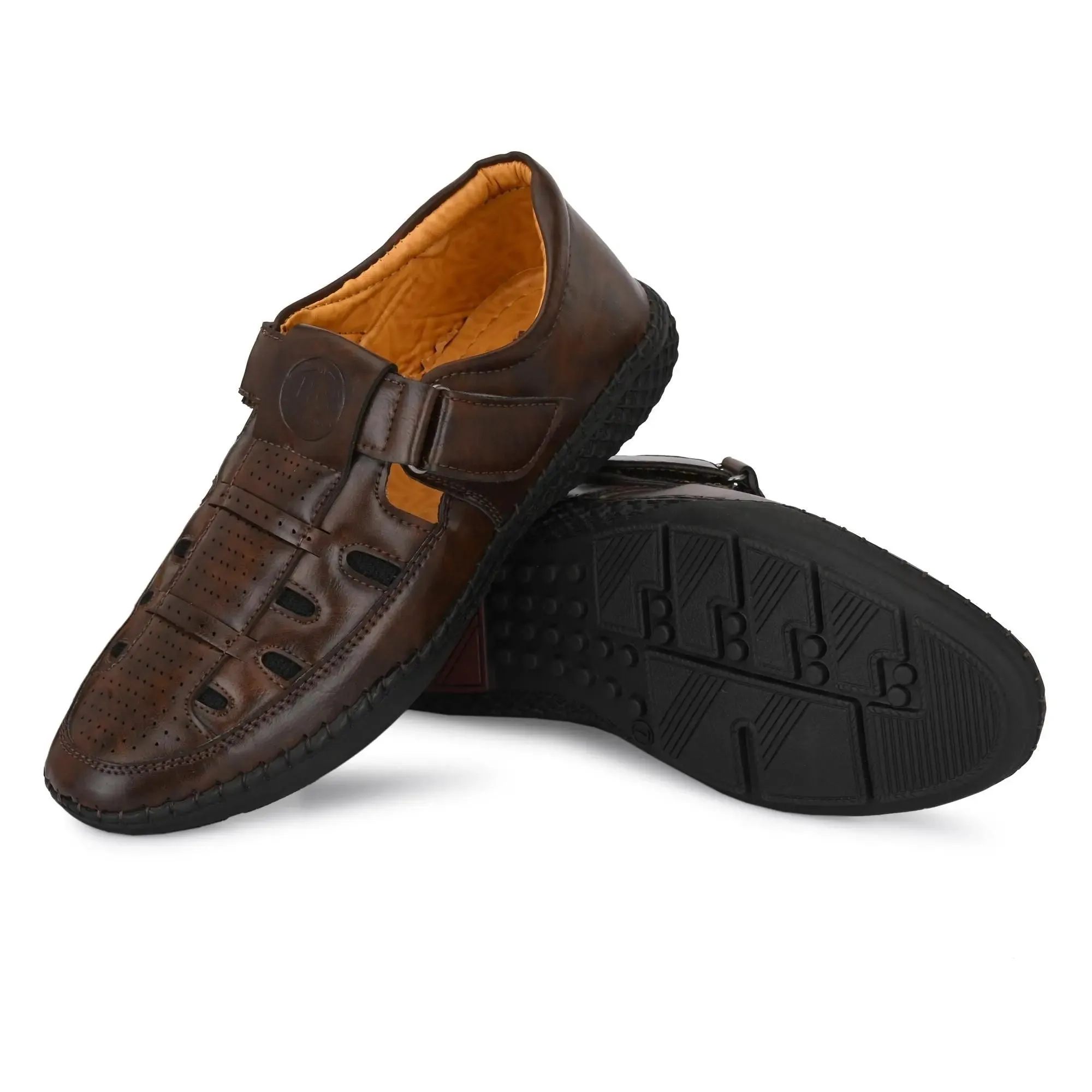 Sandals - Men's Synthetic Leather Brown Sandal