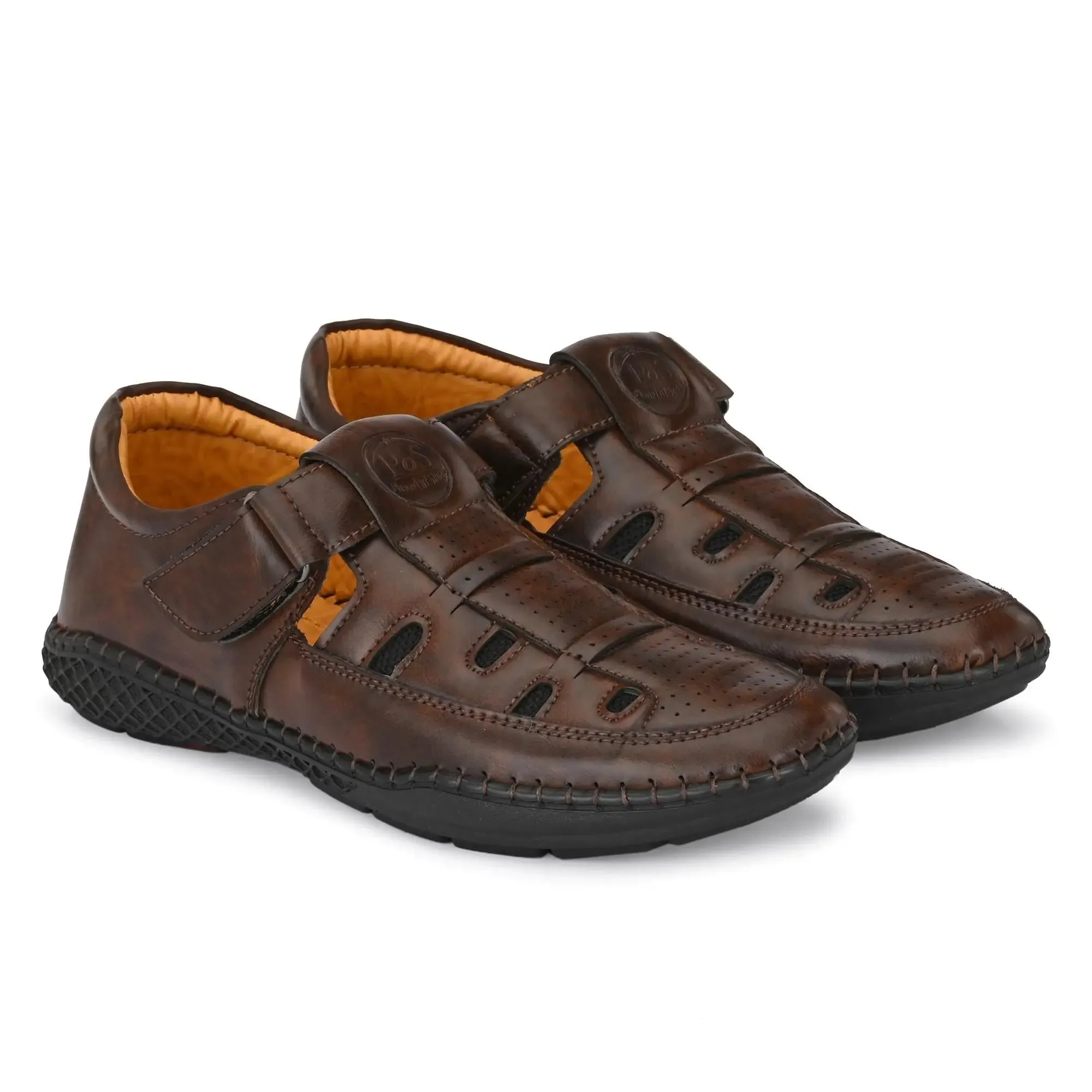 Sandals - Men's Synthetic Leather Brown Sandal