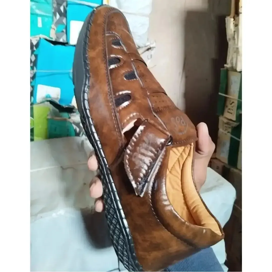 Sandals - Men's Synthetic Leather Brown Sandal
