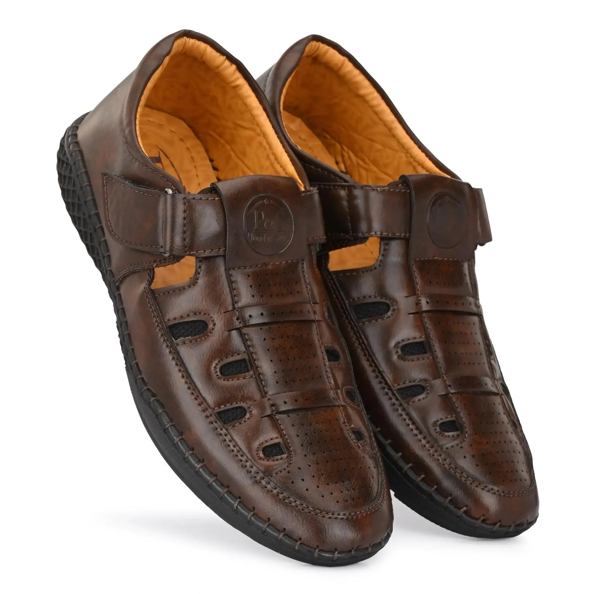 Sandals - Men's Synthetic Leather Brown Sandal