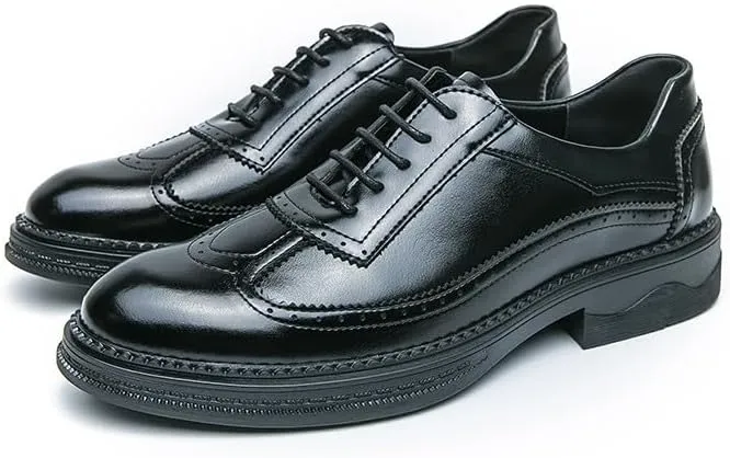 Santimon Men's Wingtip Brogue Oxford Shoes Lace Up Leather Dress Shoes Formal Business Oxford Derby Shoes