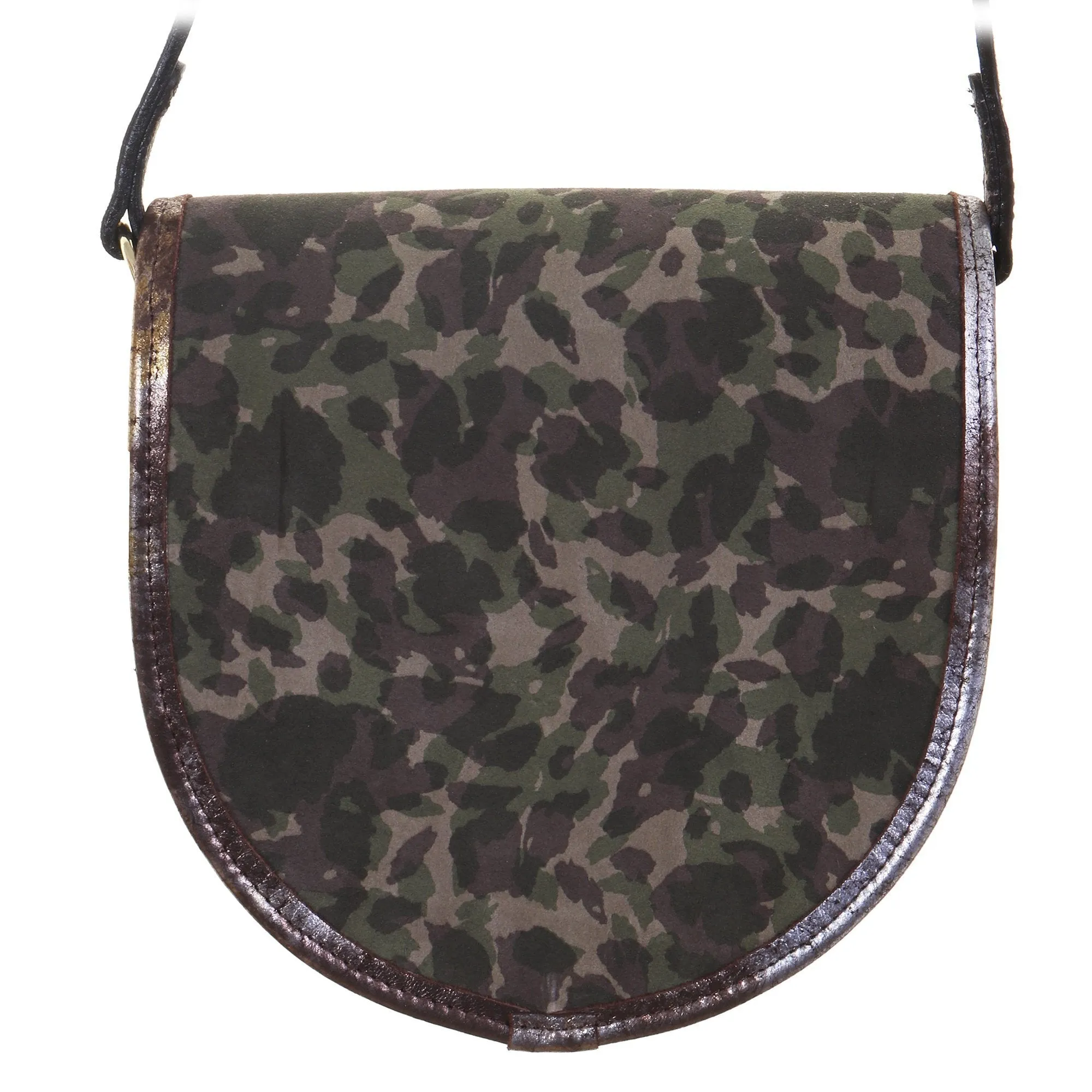 SB31 - Camo and Leopard Suede Print Saddle Bag