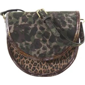 SB31 - Camo and Leopard Suede Print Saddle Bag