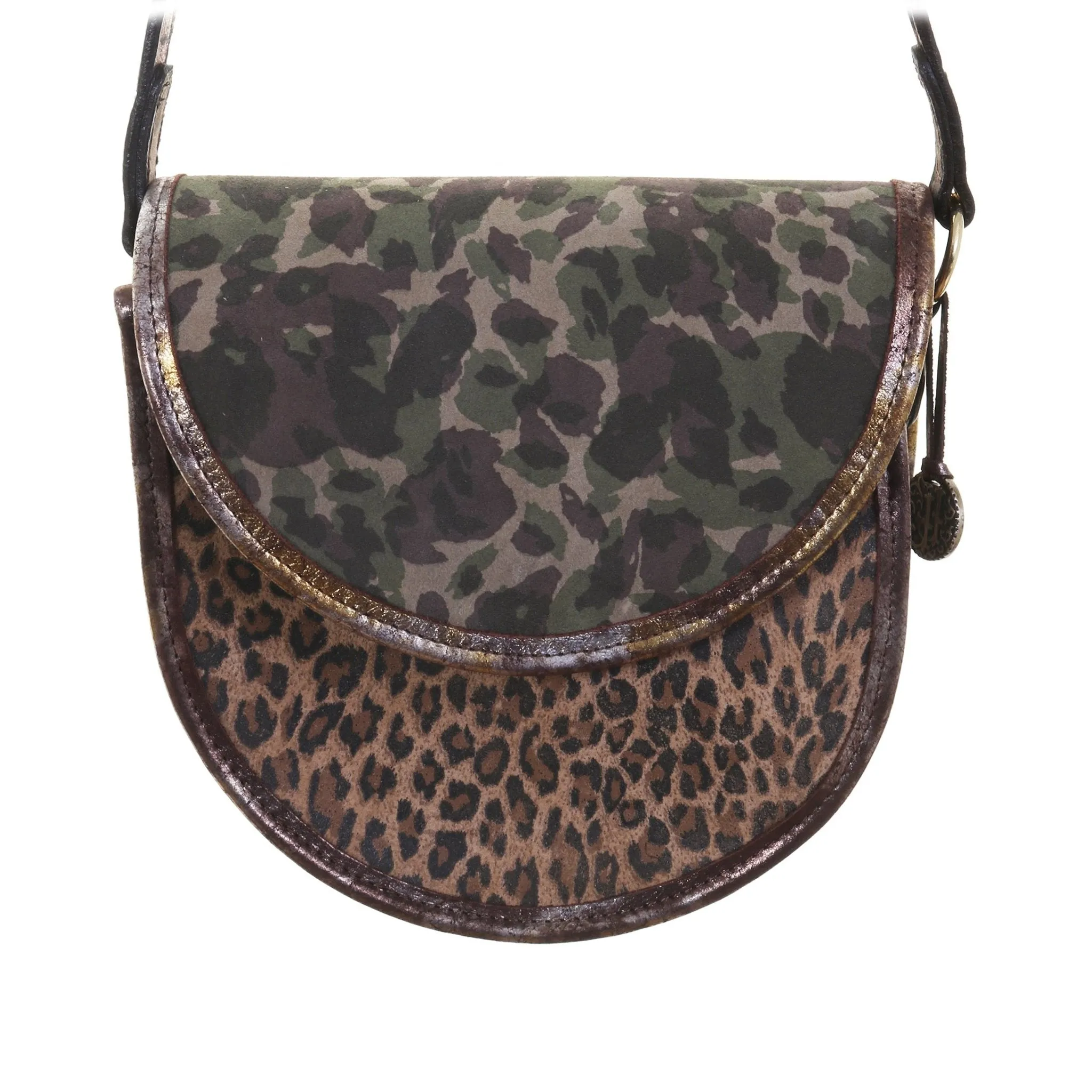 SB31 - Camo and Leopard Suede Print Saddle Bag