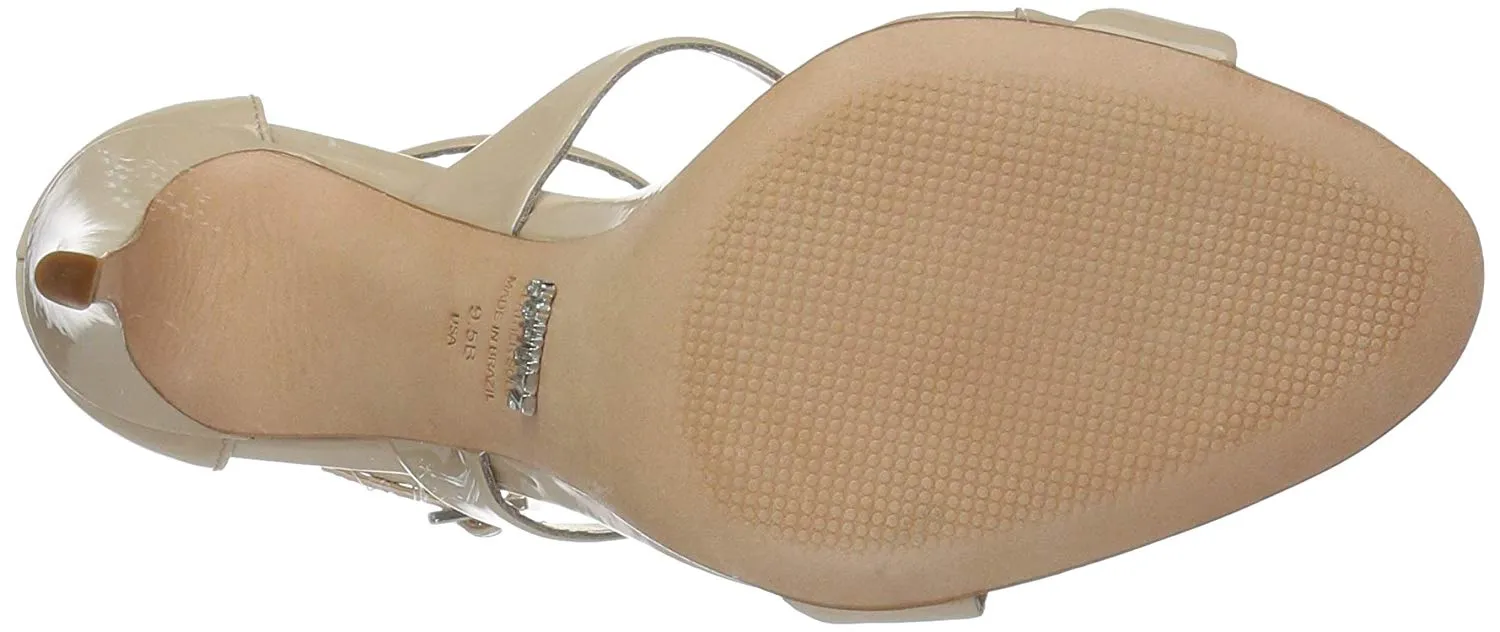 SCHUTZ Rania Tanino Nude Silngle Sole High Heel Patent Leather T-strap Pumps