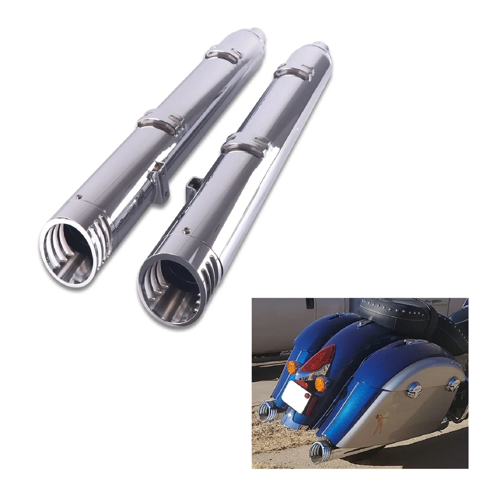 Sharkroad 4“ Slip On Mufflers Exhaust for Indian 2014-2023 Chief