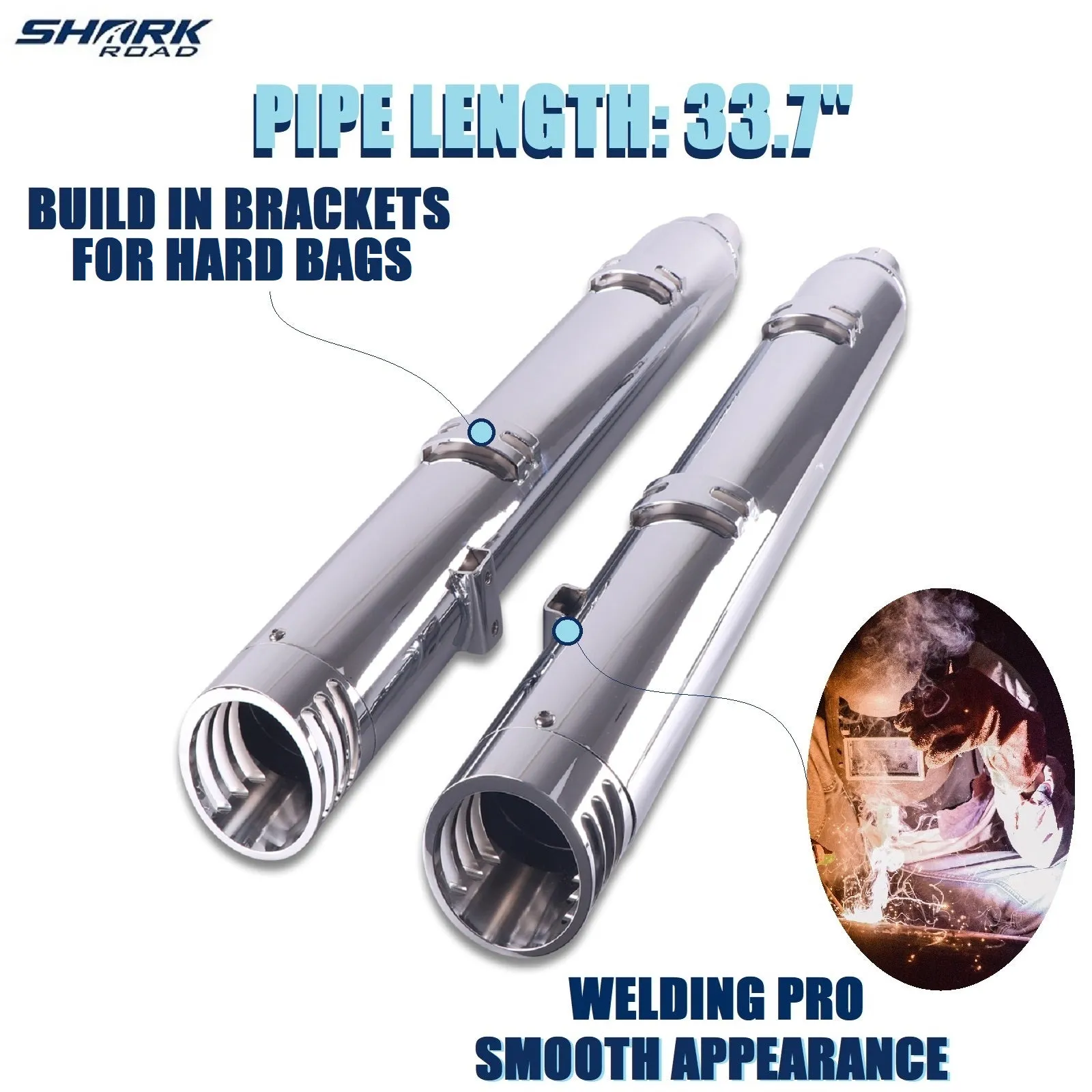Sharkroad 4“ Slip On Mufflers Exhaust for Indian 2014-2023 Chief