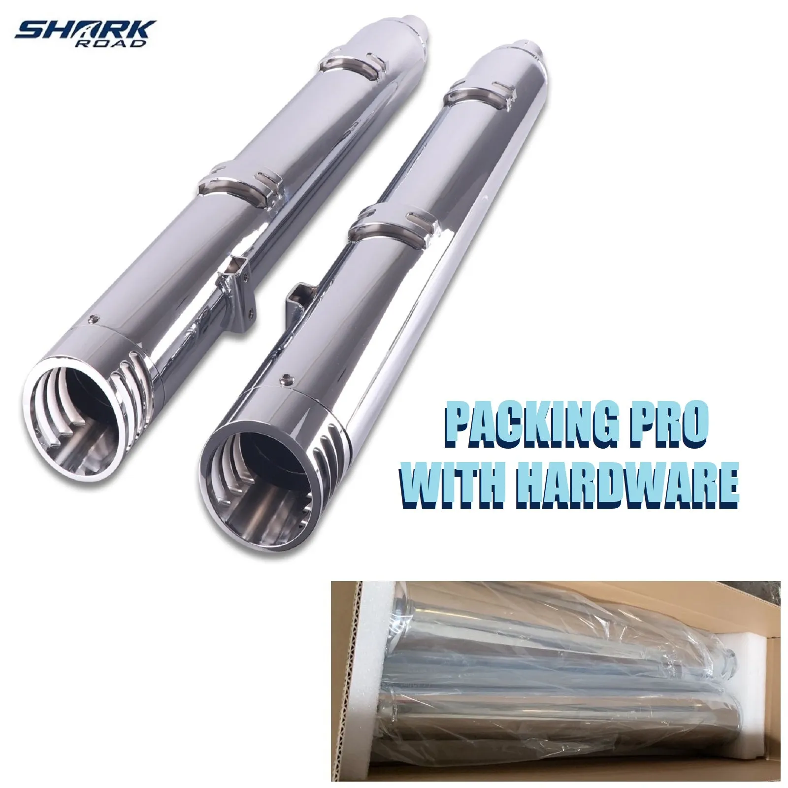 Sharkroad 4“ Slip On Mufflers Exhaust for Indian 2014-2023 Chief