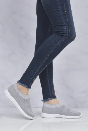 Shaughna Slip On Knitted Trainer in Grey