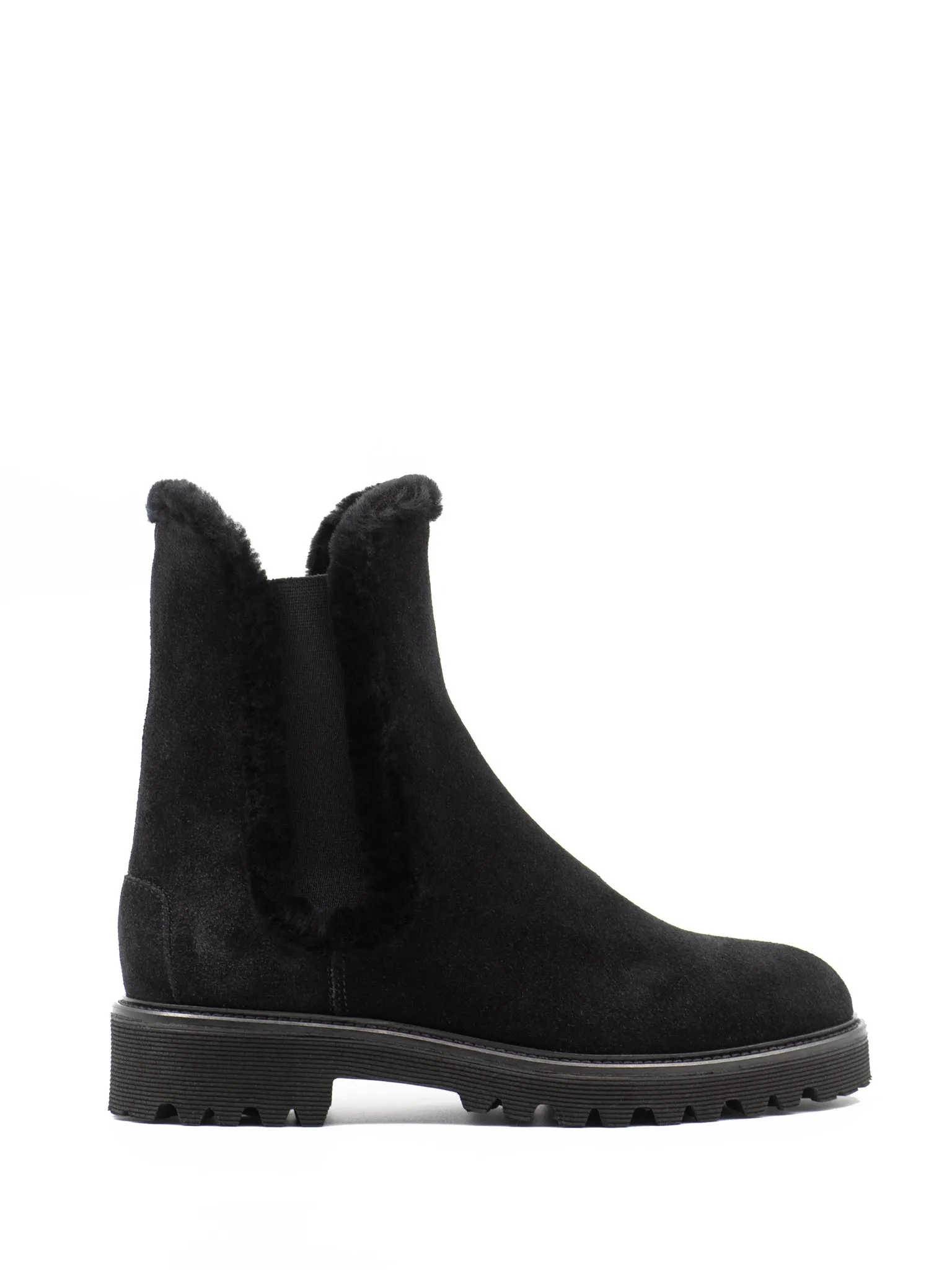 Shearling-lined Chelsea boots in black