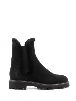 Shearling-lined Chelsea boots in black
