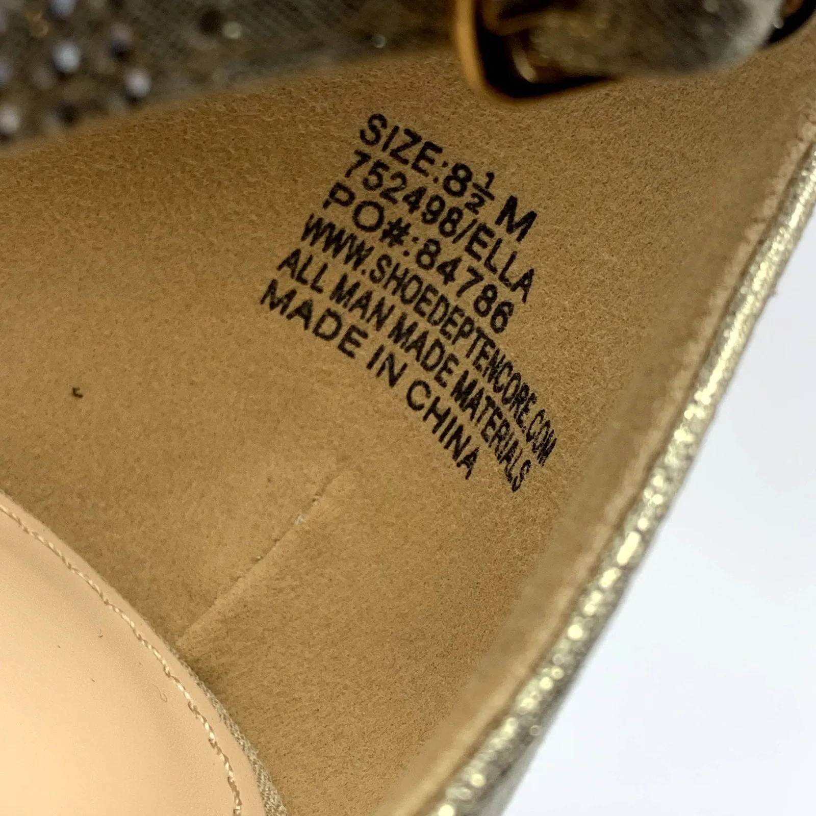 SLILVER SLIPPER Women's Gold Ella Pointed-Toe Ankle-Strap Rhinestone Heels SZ8.5