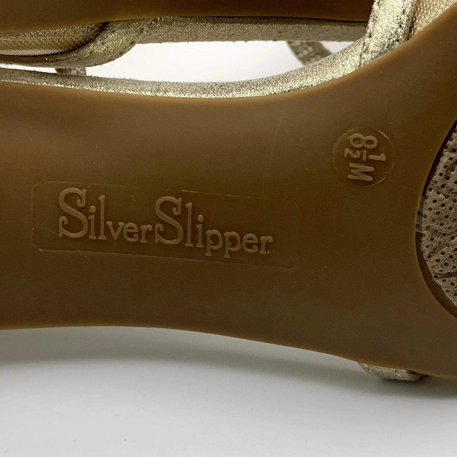 SLILVER SLIPPER Women's Gold Ella Pointed-Toe Ankle-Strap Rhinestone Heels SZ8.5