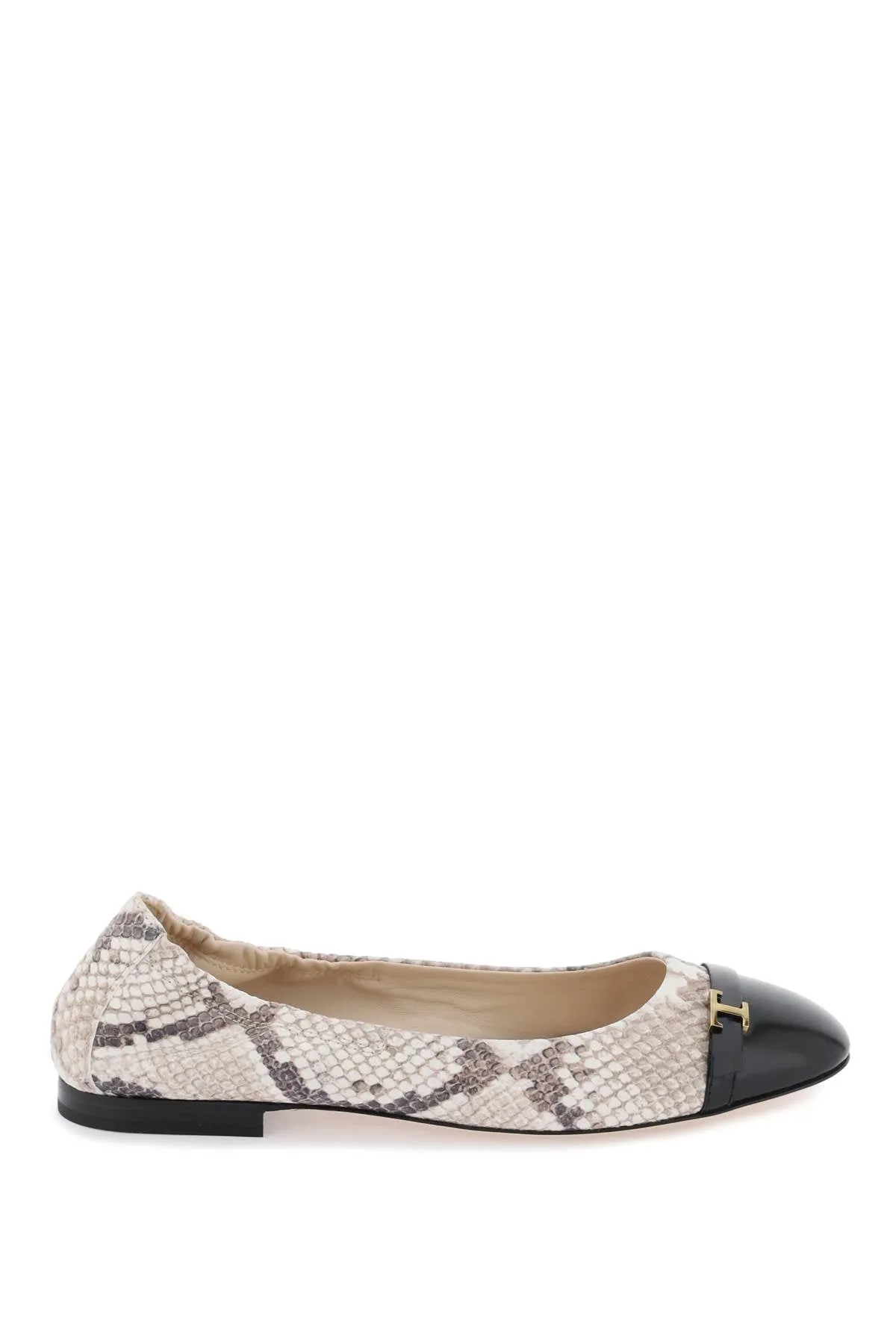snake-printed leather ballet flats XXW94K0HZ30T89 B999(NERO) C005(ROCCIA)