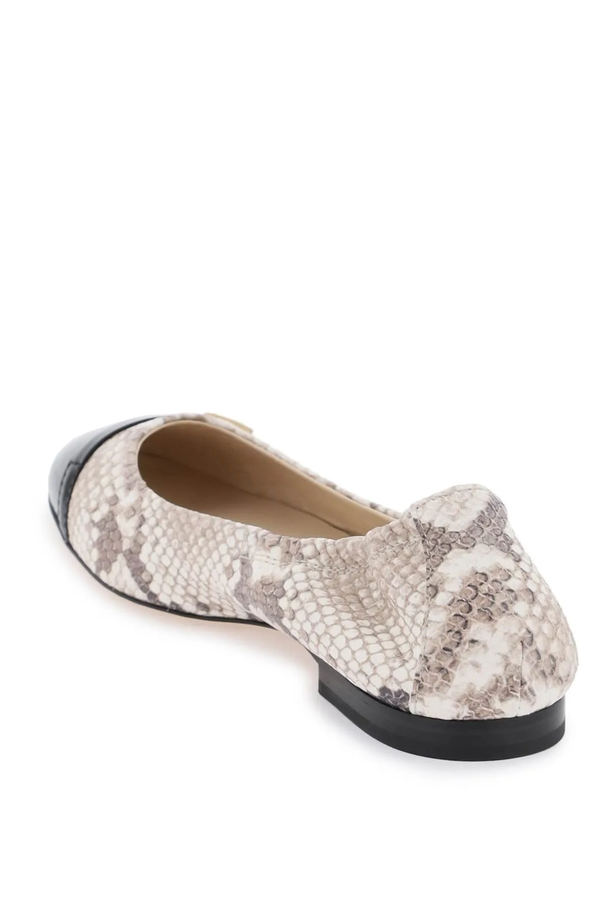 snake-printed leather ballet flats XXW94K0HZ30T89 B999(NERO) C005(ROCCIA)