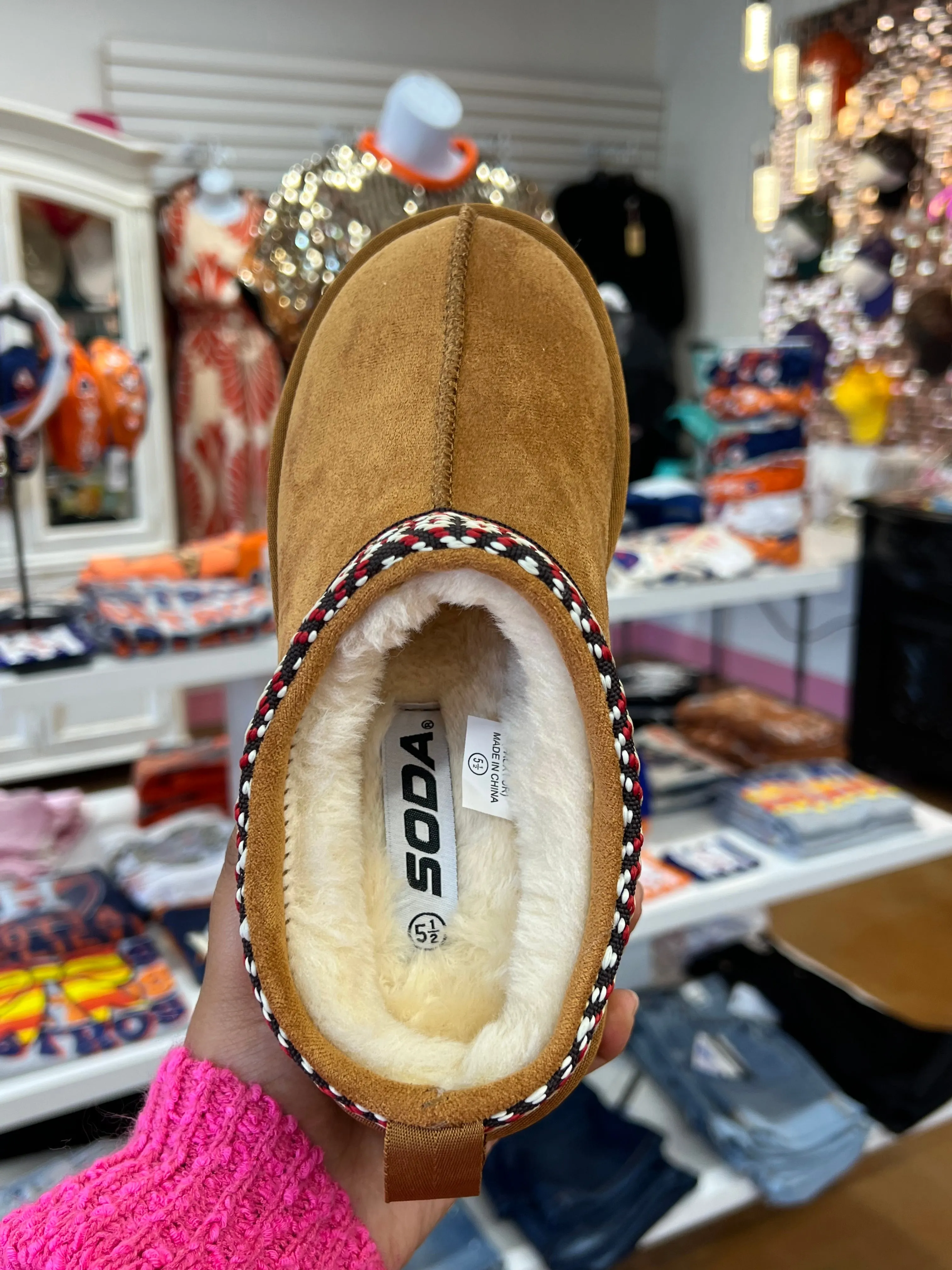 Soda Eagle Slip On Tan Faux Fur