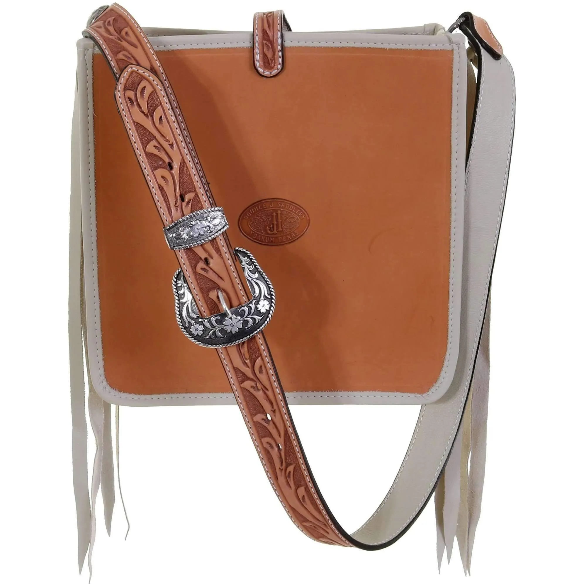 SQT03 - Natural Leather Daisy Tooled Square Tote