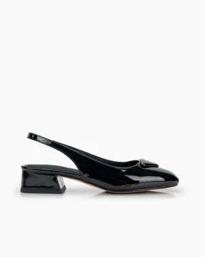 Square Toe Slingback Chunky Low Block Heels Pumps