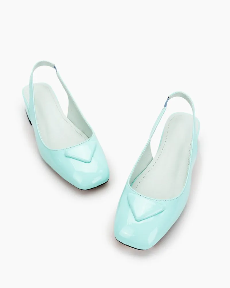 Square Toe Slingback Chunky Low Block Heels Pumps