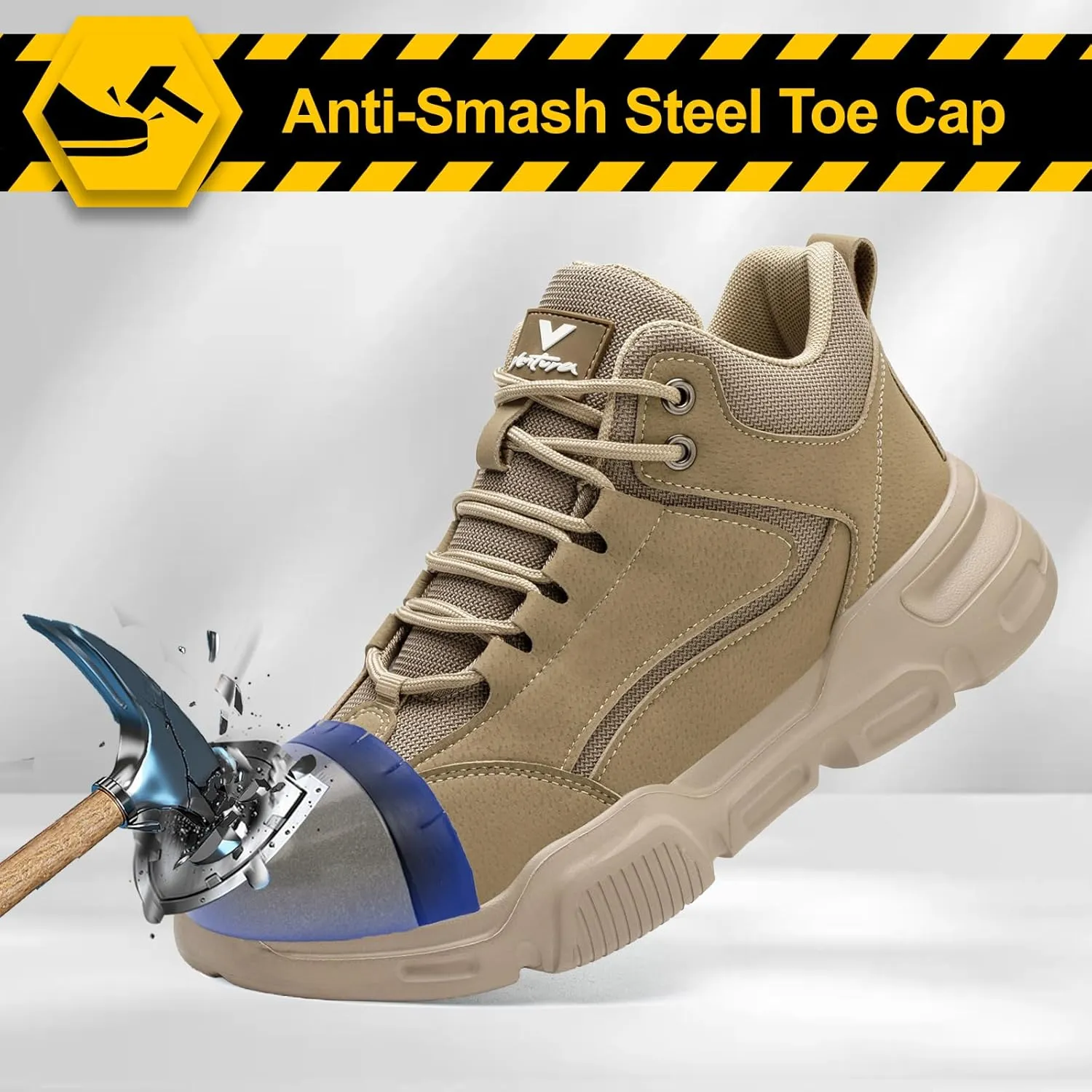 Steel Toe Shoes for Men Women Composite Toe Work Sneakers Indestructible Safety Tennis Shoes Lightweight Breathable Construction Sneakers Puncture Proof Air Cushion Ergonomic Design