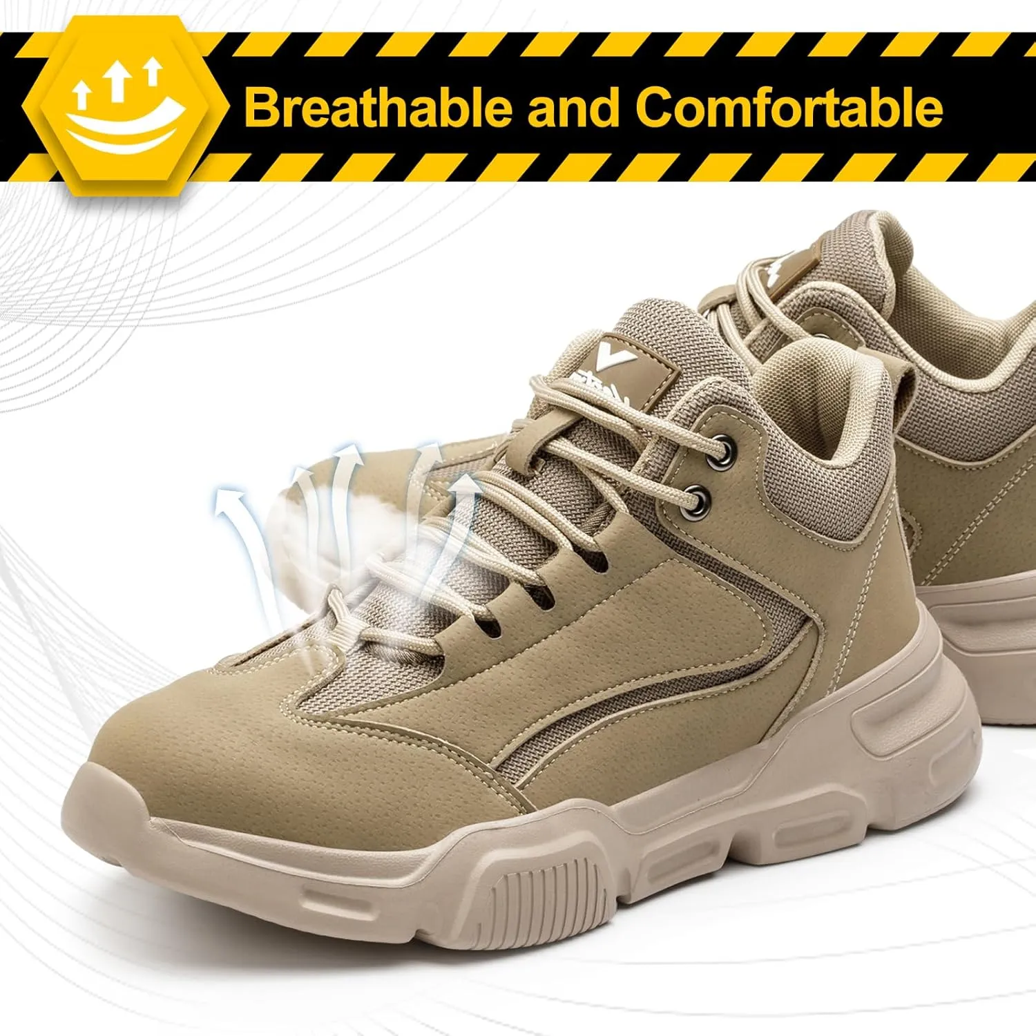 Steel Toe Shoes for Men Women Composite Toe Work Sneakers Indestructible Safety Tennis Shoes Lightweight Breathable Construction Sneakers Puncture Proof Air Cushion Ergonomic Design