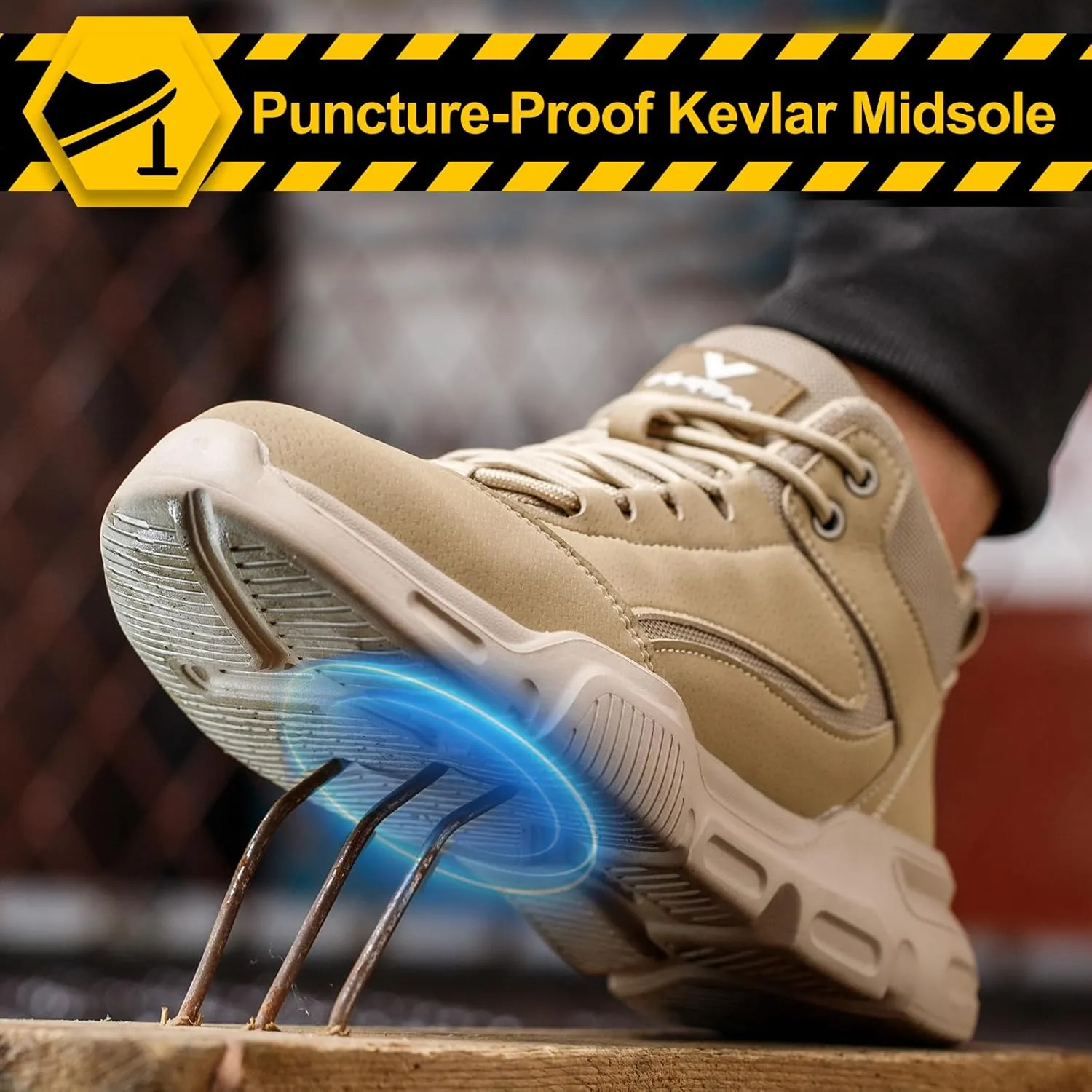 Steel Toe Shoes for Men Women Composite Toe Work Sneakers Indestructible Safety Tennis Shoes Lightweight Breathable Construction Sneakers Puncture Proof Air Cushion Ergonomic Design