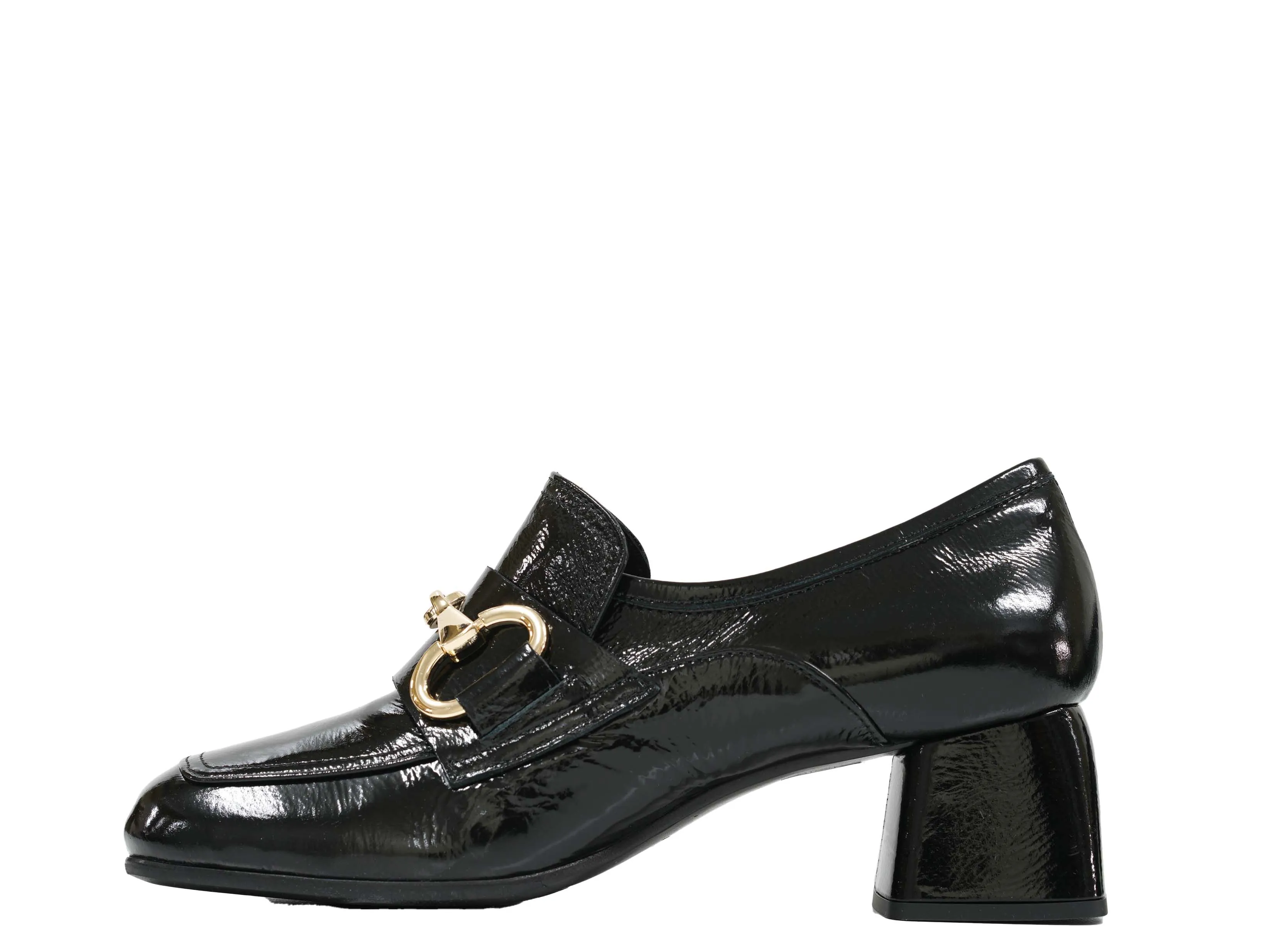 Stefano Stefani Women's Black Naplak Patent Leather Chain Shoe 8763 40% OFF