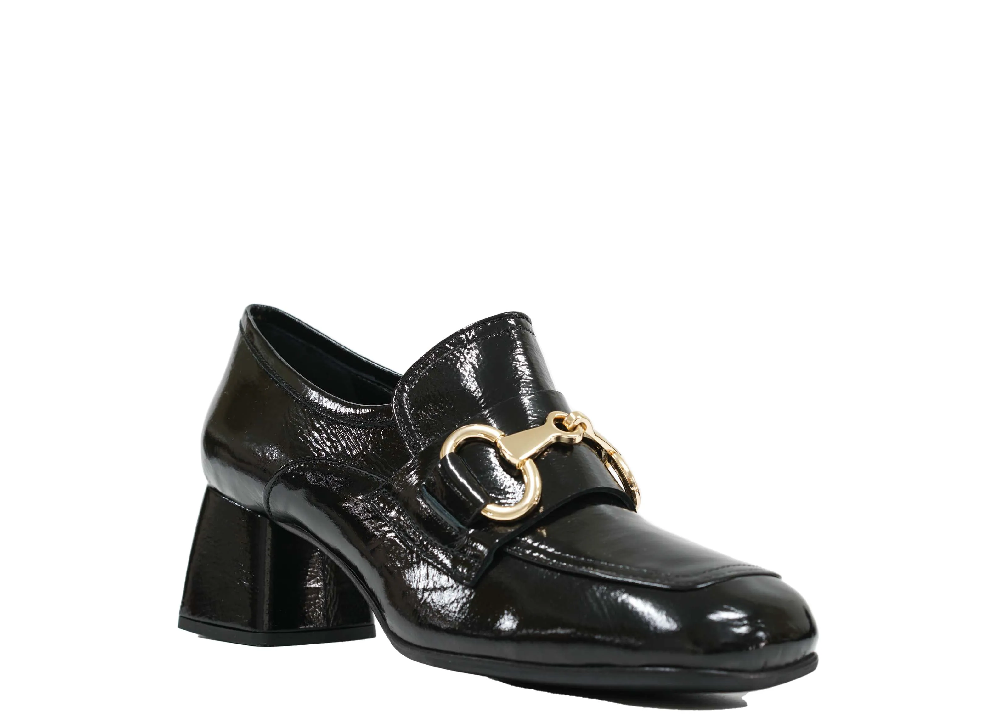 Stefano Stefani Women's Black Naplak Patent Leather Chain Shoe 8763 40% OFF