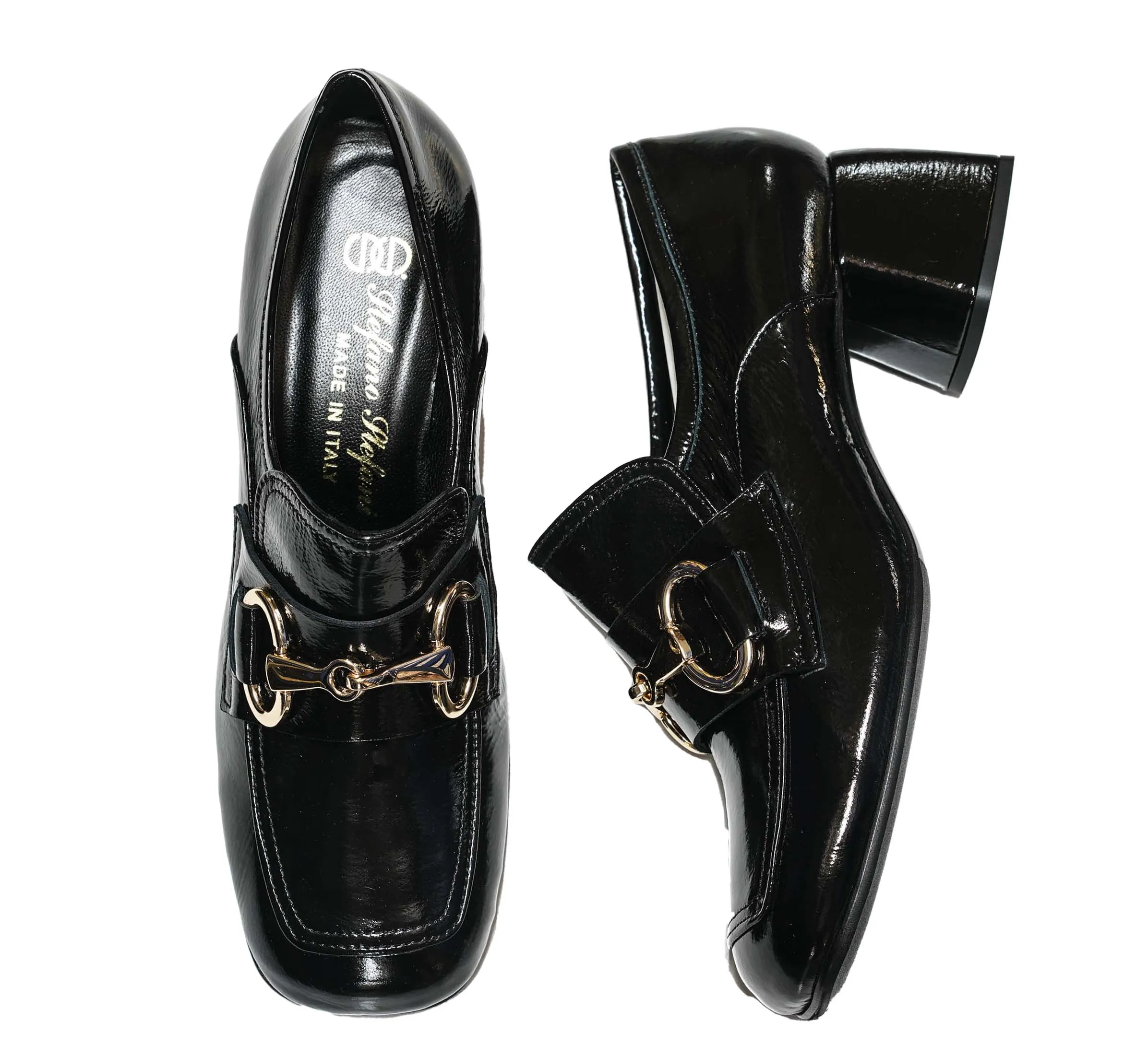 Stefano Stefani Women's Black Naplak Patent Leather Chain Shoe 8763 40% OFF