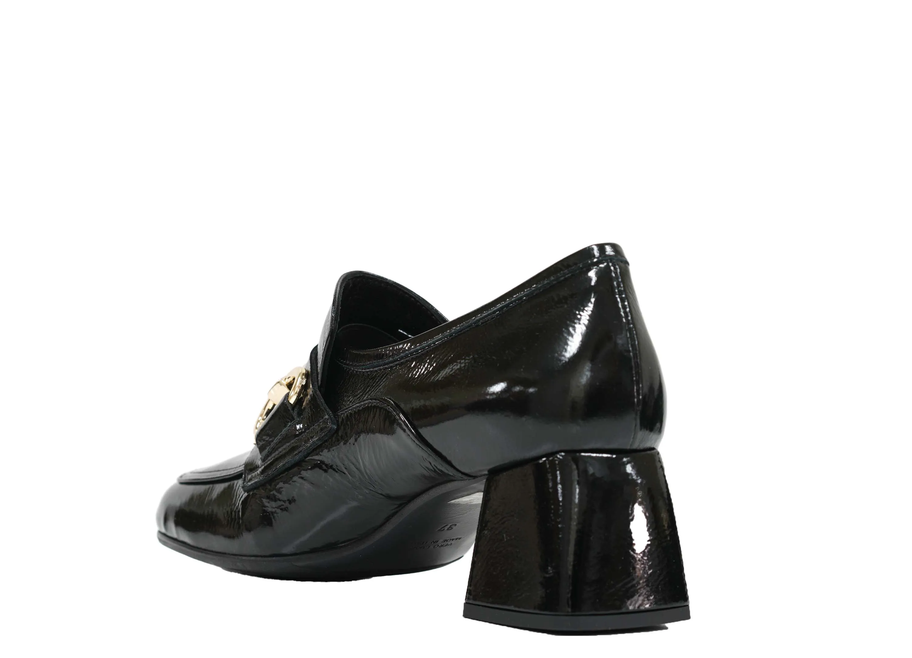Stefano Stefani Women's Black Naplak Patent Leather Chain Shoe 8763 40% OFF