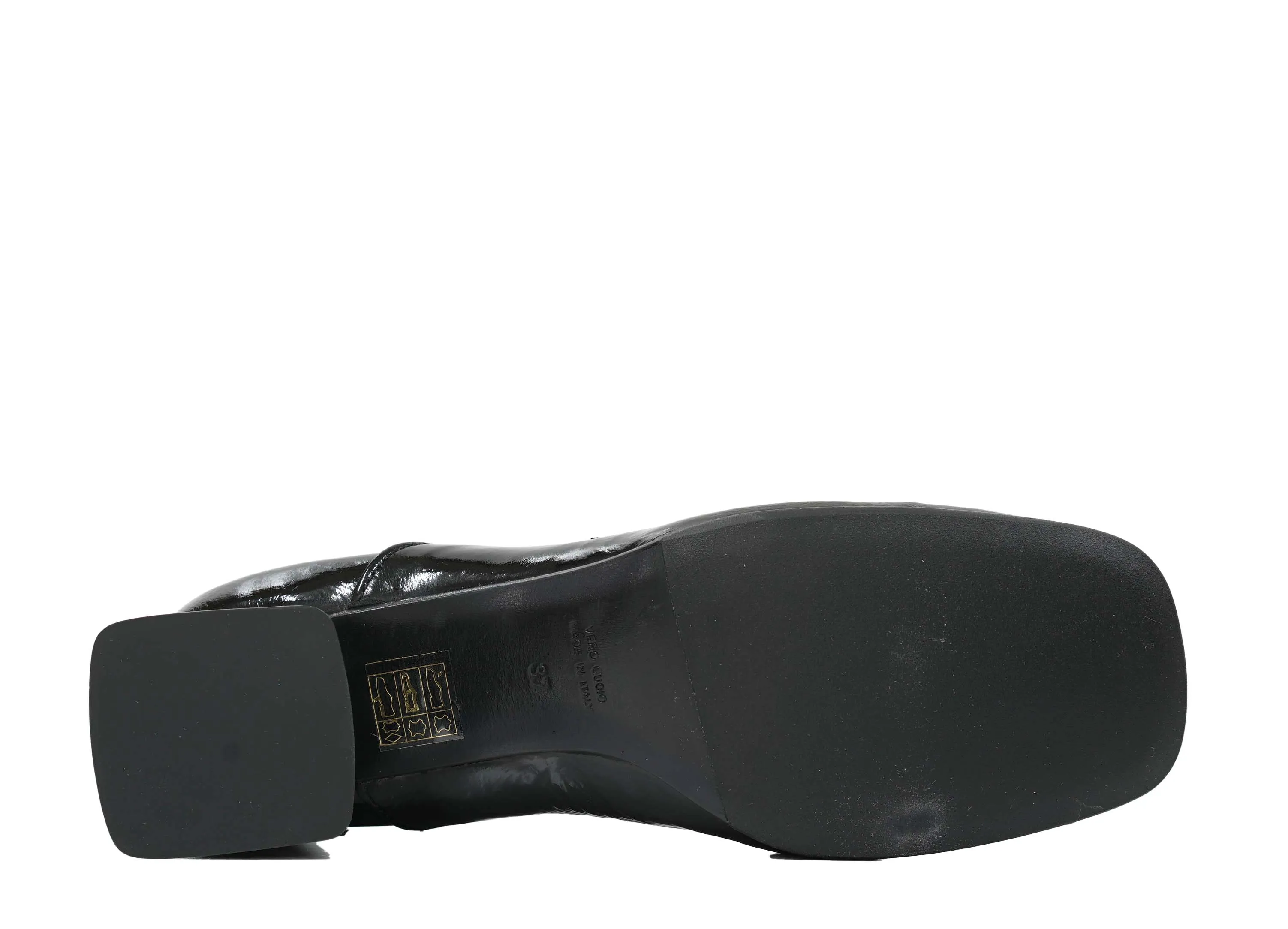 Stefano Stefani Women's Black Naplak Patent Leather Chain Shoe 8763 40% OFF