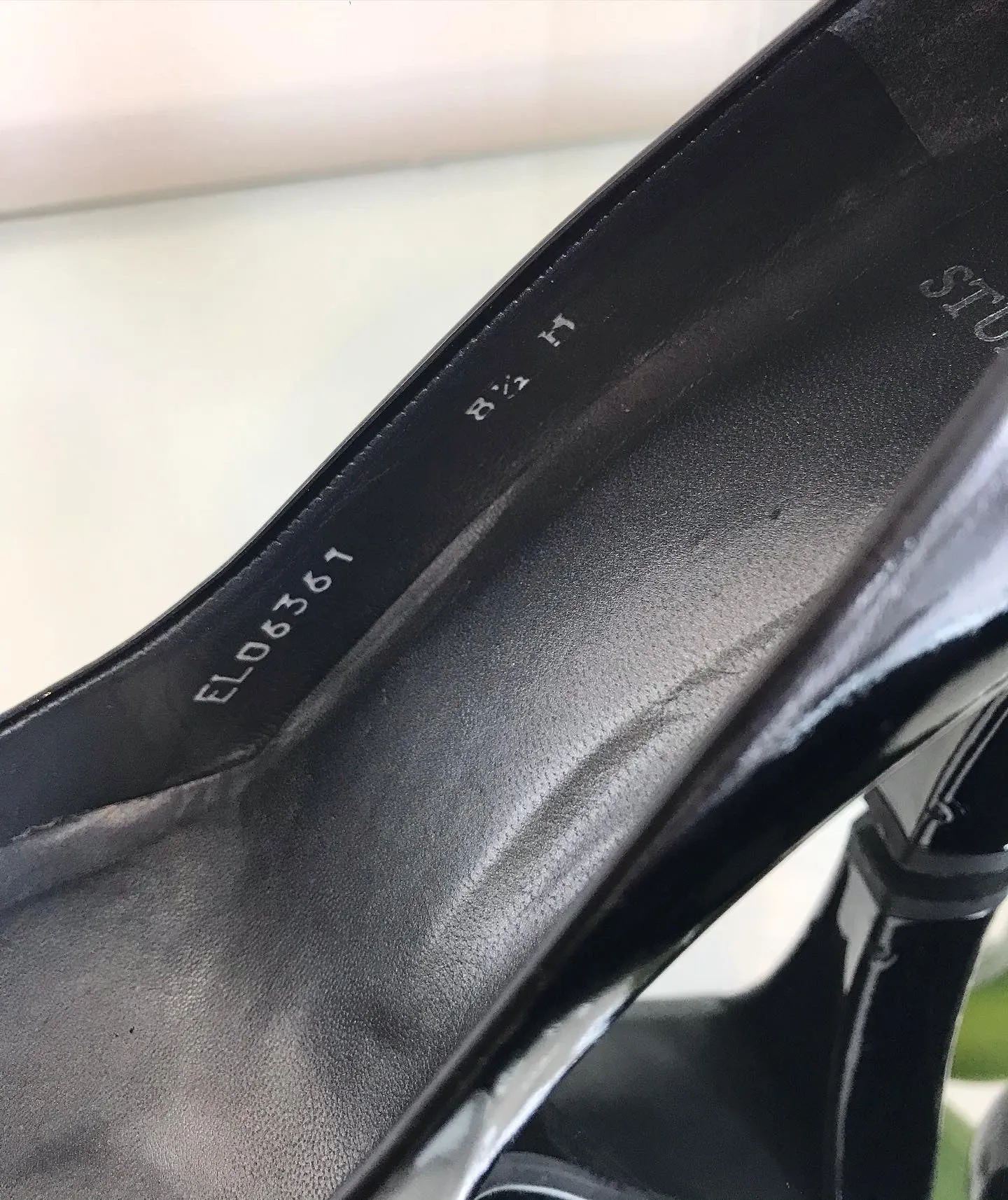 STUART WEITZMAN Black Patent Leather Studded Pumps