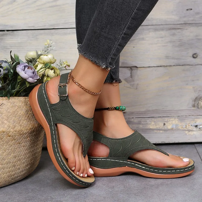 Summer Oxford Women Sandals Flats Slippers Pu Leather Flip Flops Belt Buckle Female Shoes 2022 New Rome Fashion Women Slides