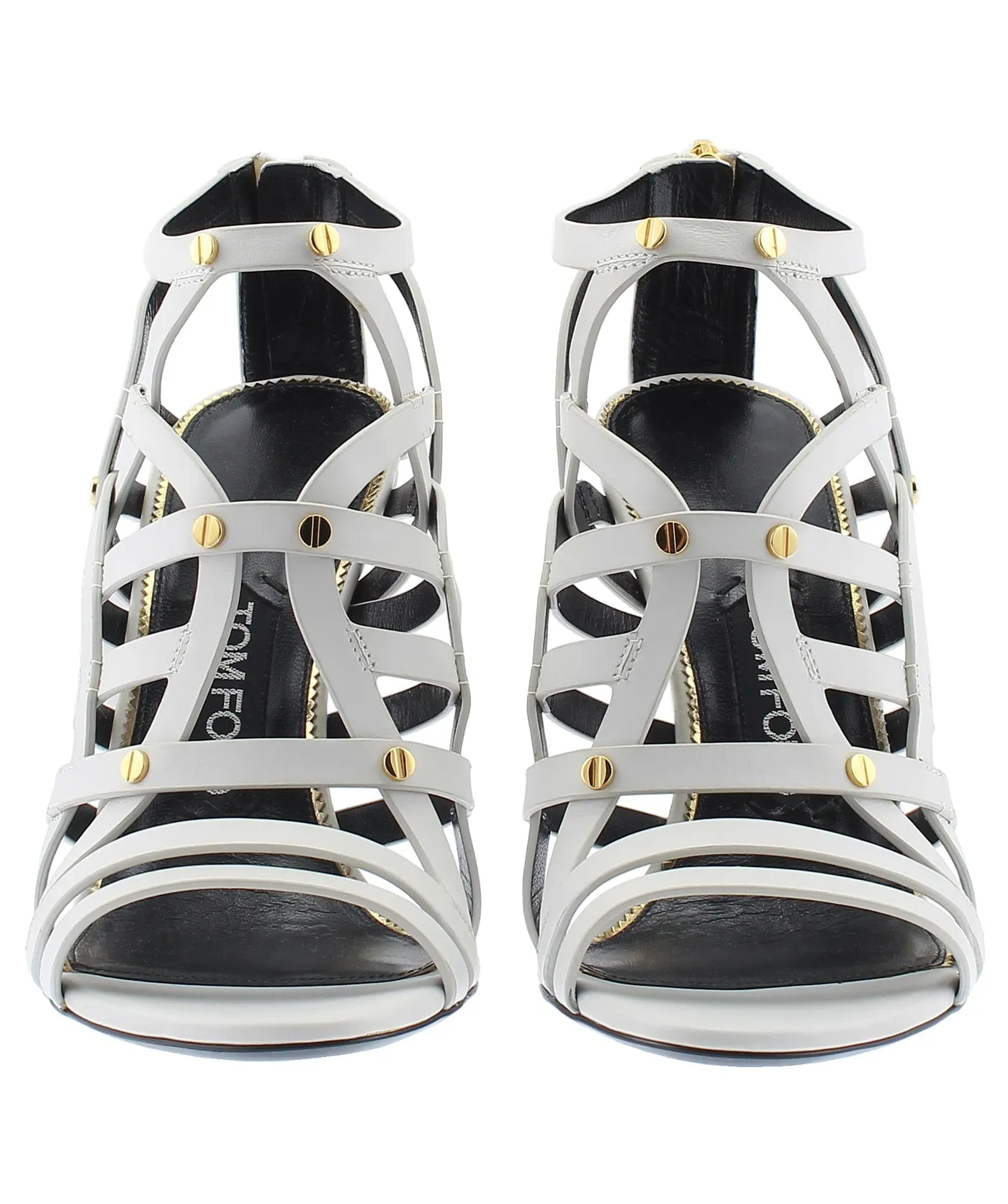 T-Srew Strap Cage Leather Sandals