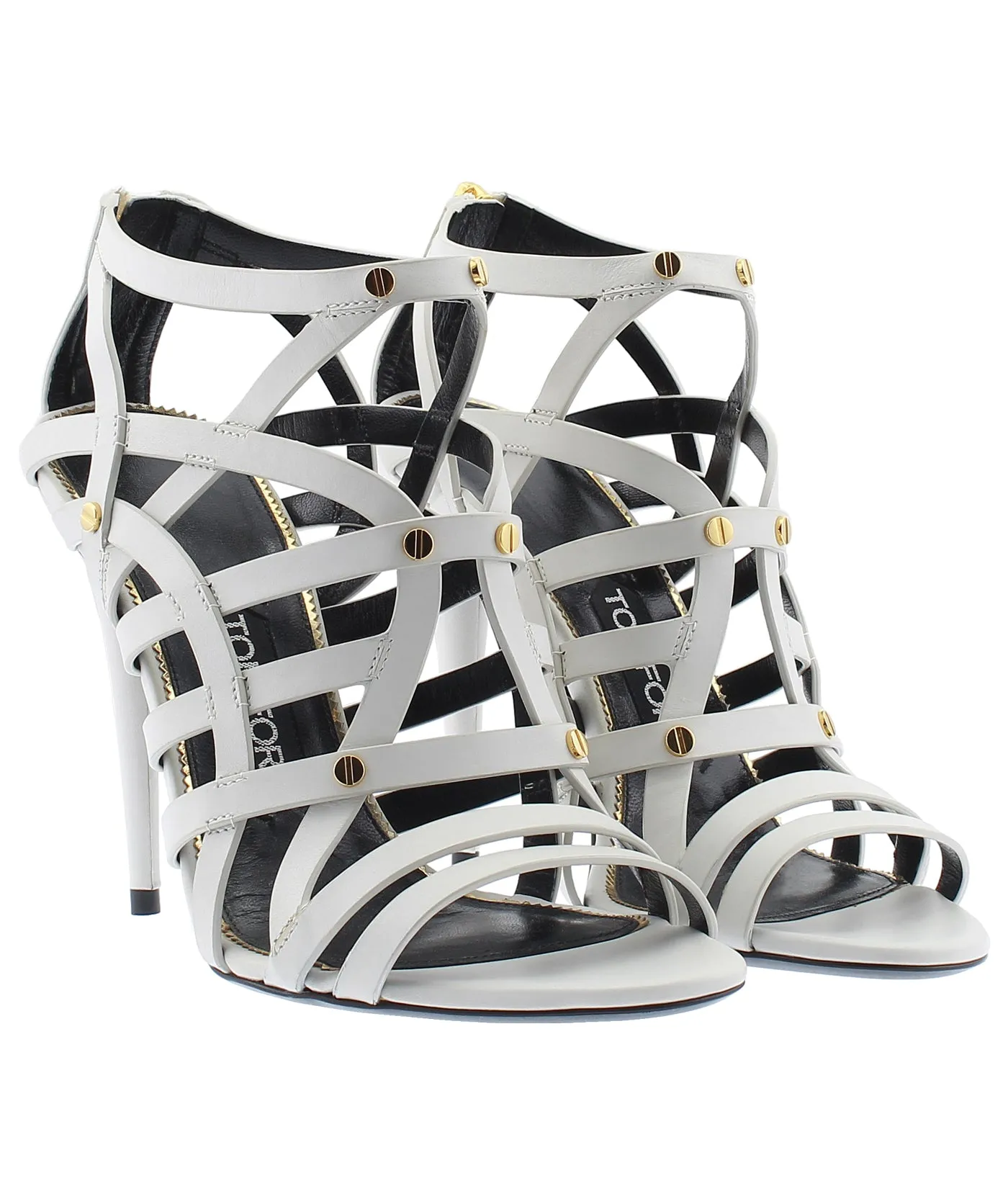 T-Srew Strap Cage Leather Sandals