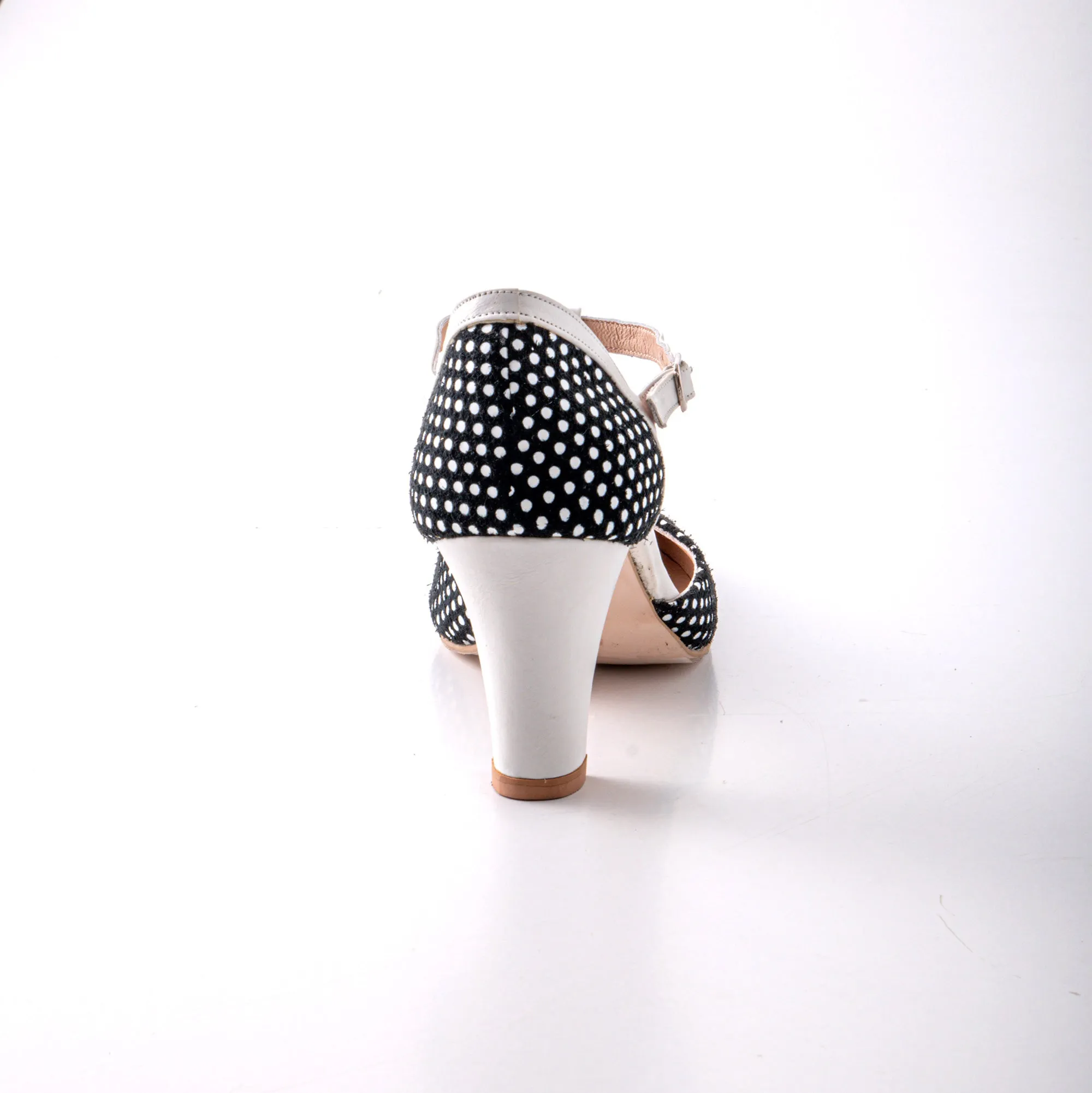 T-strap heels with polka dots