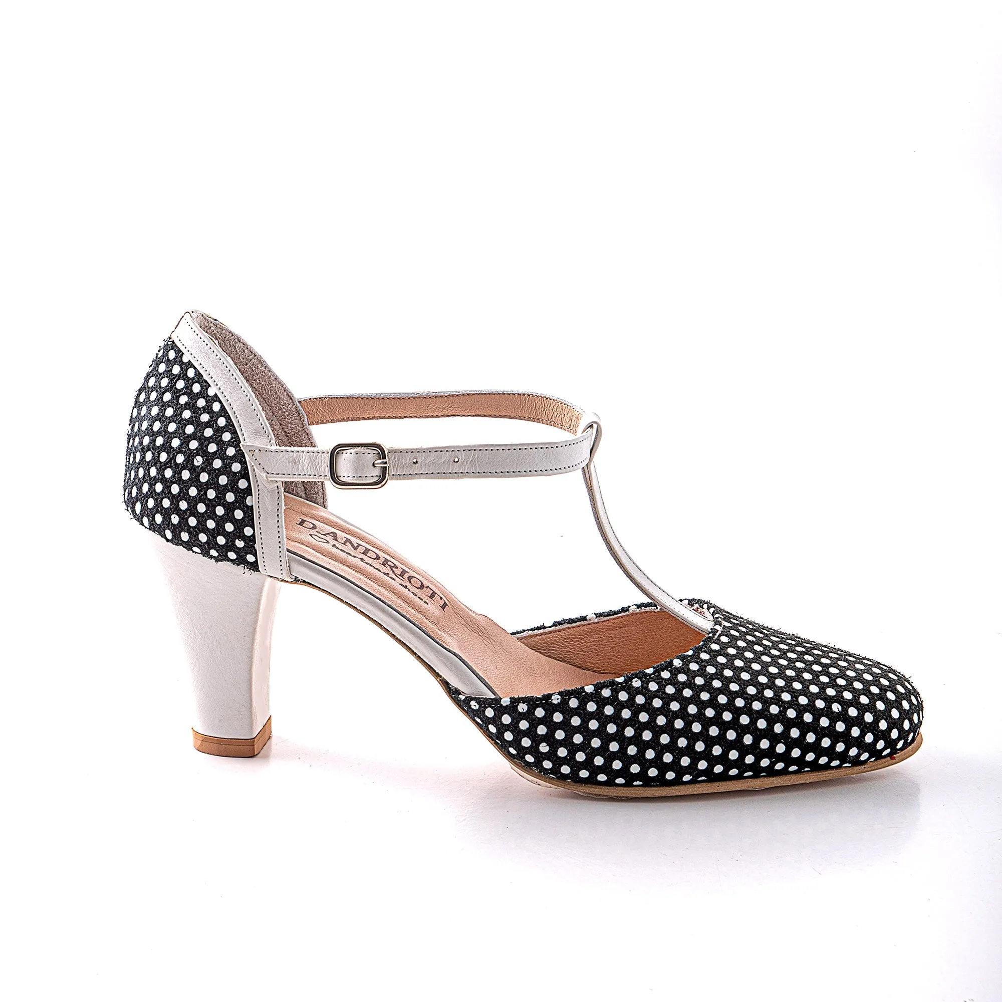 T-strap heels with polka dots
