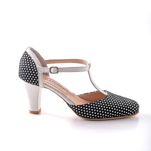 T-strap heels with polka dots