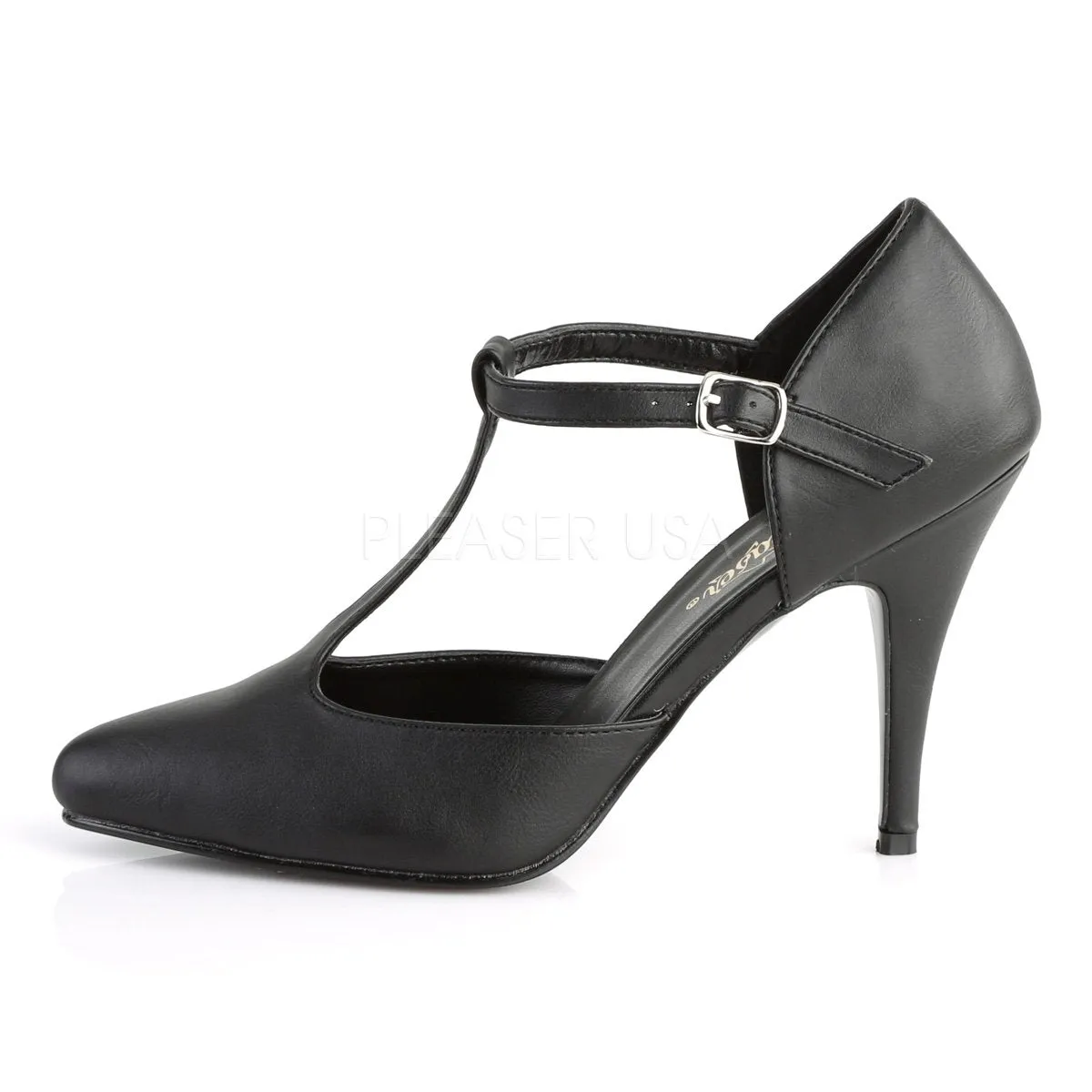 T-strap Pump Shoes with 4-inch Spike Heels Red or Black VANITY-415