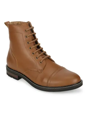 Tan PU Lace Up High Ankle Men's Boots