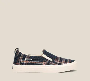 Taos Women's Rubber Soul Canvas Slip Ons- Blue Plaid