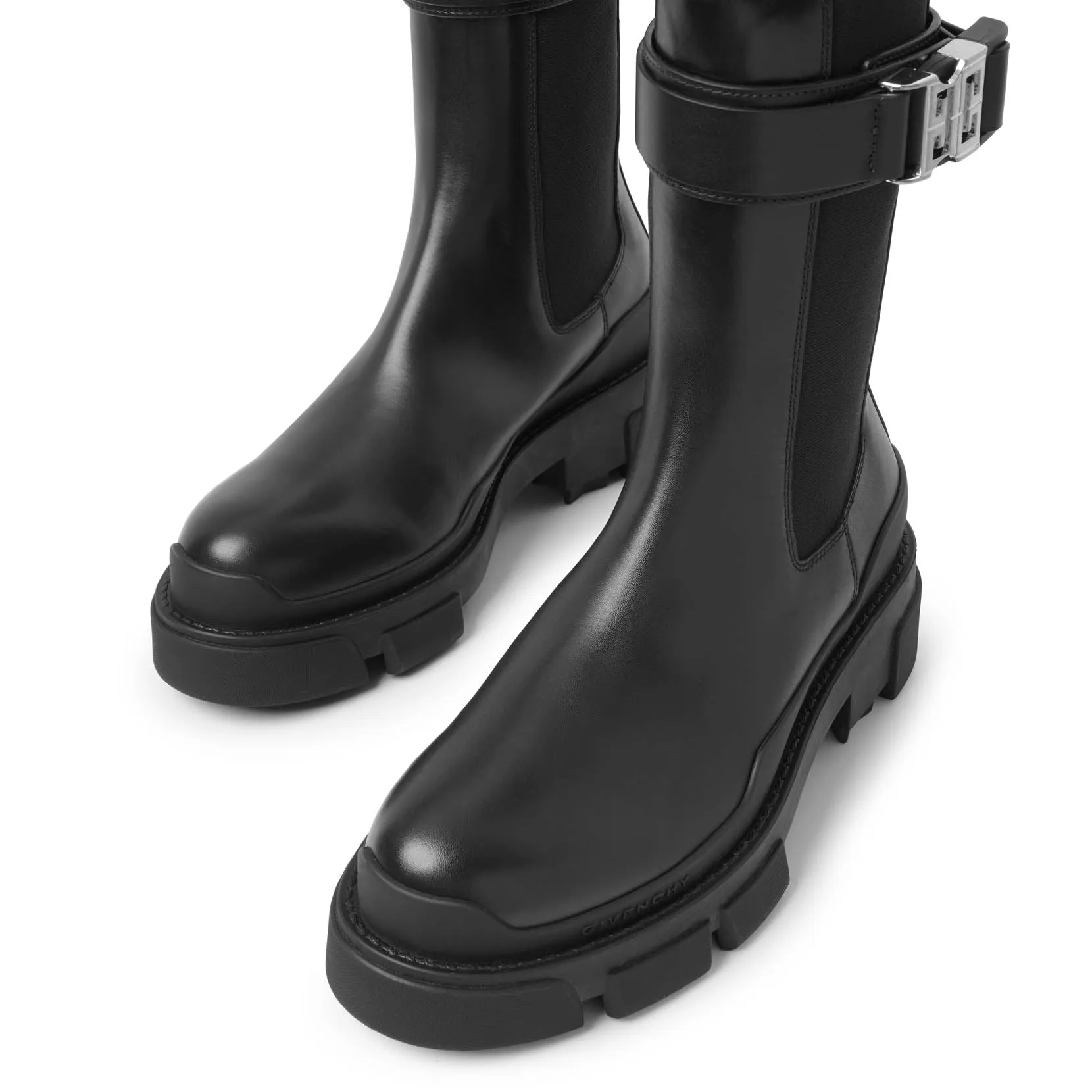 Terra black leather chelsea boots