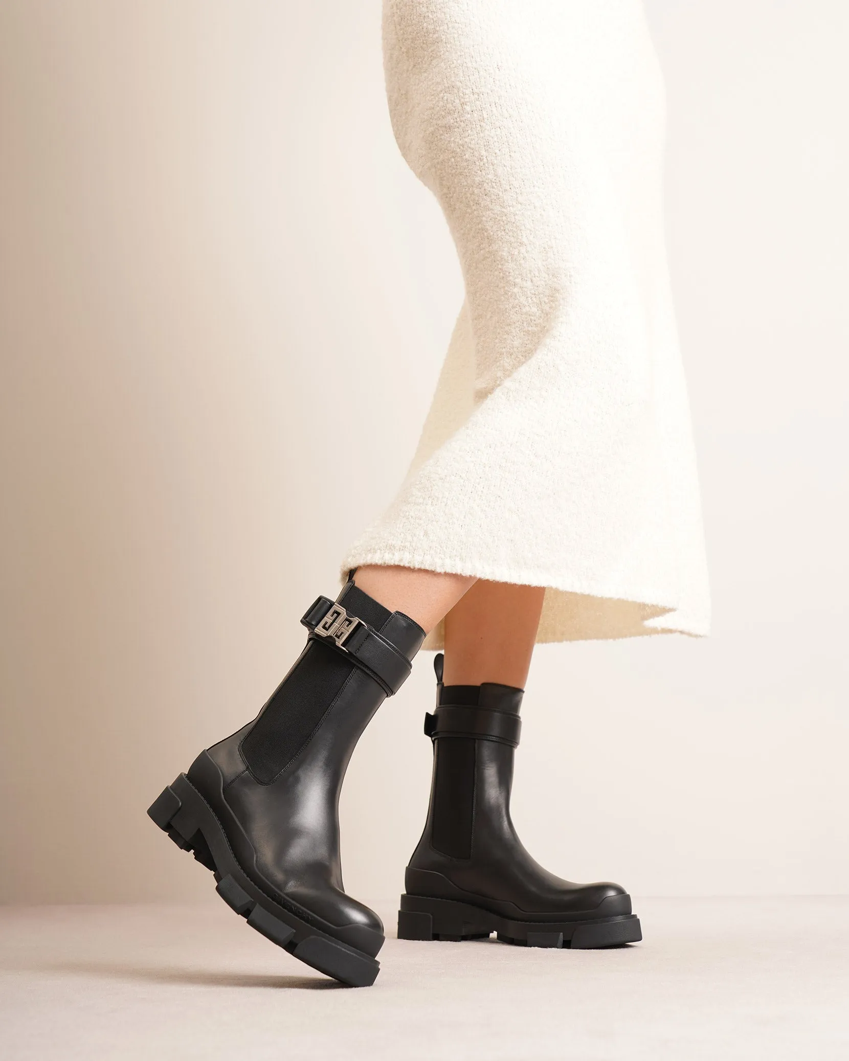 Terra black leather chelsea boots